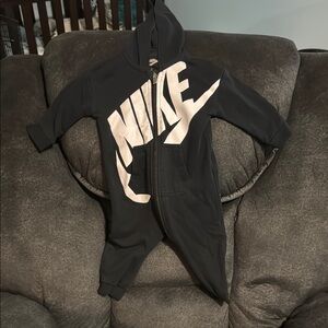 Nike Infant Black and White Hooded zip up bodysuit